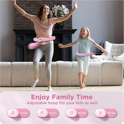 طوق هوميكس إنفينيتي لفقدان الوزن للبالغين، 2 في 1 لتمارين اللياقة البدنية الذكية، طوق هولا هوب مثقل بـ 14 عقدة قابلة للفصل، طوق تمرين مناسب للنساء والأطفال، وردي in Kuwait