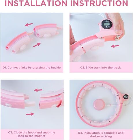 طوق هوميكس إنفينيتي لفقدان الوزن للبالغين، 2 في 1 لتمارين اللياقة البدنية الذكية، طوق هولا هوب مثقل بـ 14 عقدة قابلة للفصل، طوق تمرين مناسب للنساء والأطفال، وردي in Kuwait