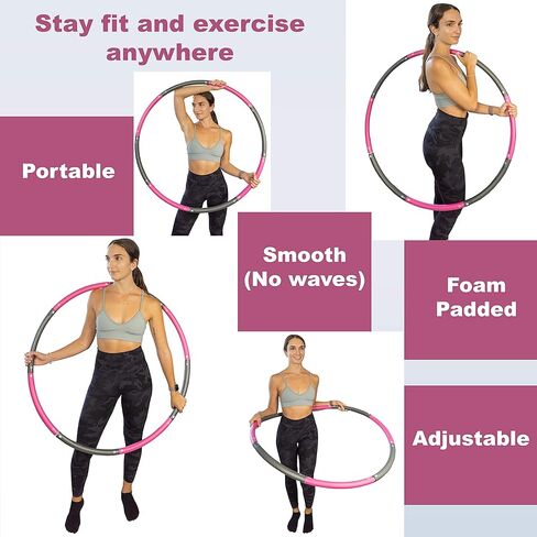 BetterSense Hoola Hoop for Adults - 8 Section Detachable Hoola Hoops, 2lb Weighted Hoola Hoop for Exercise - Portable Smooth & Soft Padding Weighted Hula Hoop in Saudi Arabia