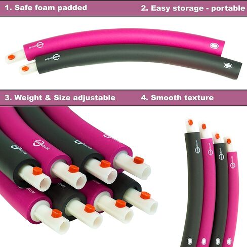 BetterSense Hoola Hoop for Adults - 8 Section Detachable Hoola Hoops, 2lb Weighted Hoola Hoop for Exercise - Portable Smooth & Soft Padding Weighted Hula Hoop in Saudi Arabia