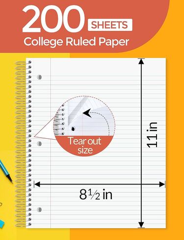 سيختلف لون SUNEE 5 موضوعات دفتر ملاحظات جامعي - 200 ورقة، 8.5 بوصة × 11 بوصة، 4 فواصل جيوب، ورق مثقوب بثلاث فتحات in Kuwait