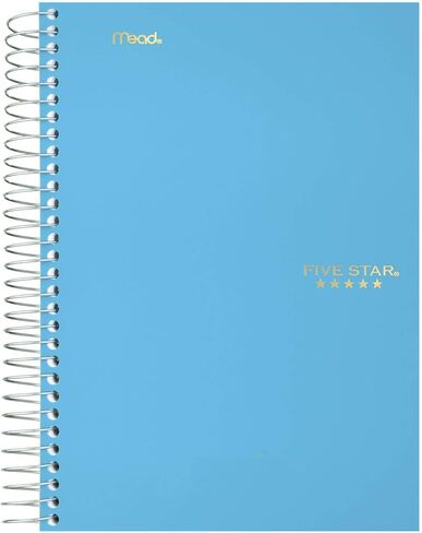 Five Star Small Spiral Notebook, 5 Subject, College Ruled Paper, 180 Sheets, 9-1/2" x 6", Color Will Vary, 1 Count (06184) in Saudi Arabia