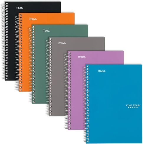 Five Star Small Spiral Notebook, 5 Subject, College Ruled Paper, 180 Sheets, 9-1/2" x 6", Color Will Vary, 1 Count (06184) in Saudi Arabia