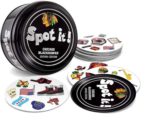 لعبة MasterPieces Game Day - لعبة NHL Chicago Blackhawks Spot It للأطفال والكبار والعائلة in Saudi Arabia