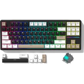 COSTOM WK87 75% TKL Wireless Mechanical Gaming Keyboard, 2.4Ghz/Bluetooth/USB-C Gasket Hot Swappable RGB Backlits Custom Keyboard with 4000mAh Battery, Pre-lubed POM Linear Switches, Black