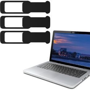 3PCS Computer Camera Cover Slide, Black Laptop Camera Cover Slide & Protective Cover for Laptop, Desktop, Tablets, PC, Webcam Cover Slide to Protect Privacy Security (1.5X0.6inch)