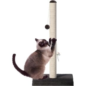 MeowHomm 32" Tall Cat Scratching Posts for Indoor Adult Cats and Kittens with 2 Hanging Balls, Large Cat Scratch Post Cat Scratcher Includes Sisal Rope