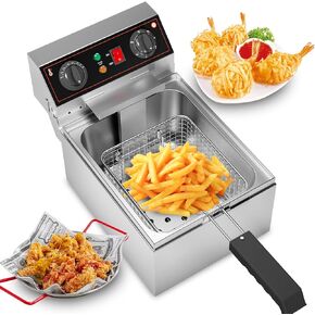 10L Electric Deep Fryer, Removable Frying Basket Adjustable Temperature, Lid with Viewing Window and Odor Free Filter, 10.6 QT