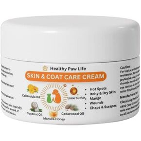 Skin and Coat Care Ointment for Pets - Itchy or Dry Skin, Wounds, Hot Spots – Calendula Oil, Manuka Honey, Lime Sulfur, Cedarwood Oil, Coconut Oil – Dogs, Cats, Puppies, Kittens