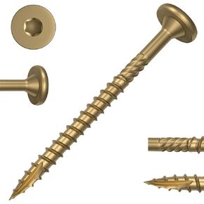 4-1/2 Inch Heavy-Duty Outdoor Deck Screws, 50Pcs Star Drive Decking Wood Screws, Rust Resistant Timber Screws for Timber/Log/Landscaping Wood (#14 x 4-1/2" Tan)