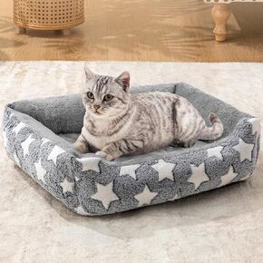Dog Bed for Small Medium Large Size Cat Dogs Beds Machine Washable Calming Sleeping Star Sofa,Non-Slip Bottom Breathable Soft Puppy Durable Rectangle Warming Pet Beds (M 25"x 21"x 8")