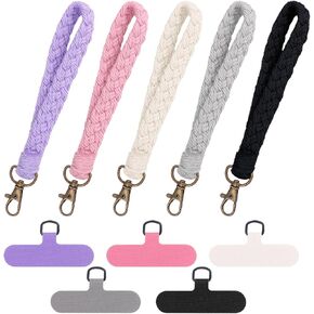 Boho Macrame Phone Wrist Strap, 4/5 / 8 PCS Cell Phone Lanyard with 4/5 / 8 PCS Phone Tether Tabs