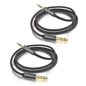 1/4 to 1/8 Cable Stereo Audio Cable 3FT, 6.35mm 1/4" Male to 3.5mm 1/8" Male TRS Bidirectional Stereo Audio Cable Jack for Guitar, Speaker and Amplifiers,Home Theater Devices 2Pack