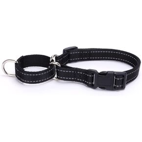 Martingale Dog Collars - Reflective Dog Collar with Quick Release Buckle Adjustable Nylon Training D Solution for Large, Medium, and Small Dogs (M, Black)