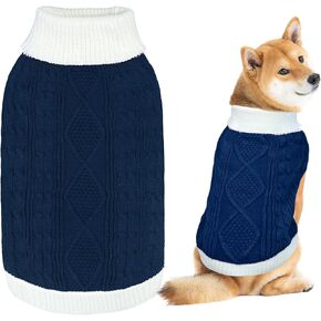 Dog Christmas Sweater Knitted Turtleneck Dog Sweater Warm Christmas Dog Outfit Clothes for Small Medium Large Dogs Pets (Red, Medium)