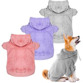 Reginary 3 Pcs Fuzzy Dog Sweaters Dog Hoodies Dog Hooded Sweatshirts, Warm Soft Fall Winter Cold Comfort Dog Clothes Pet Coats for Small to Large Dogs(S)