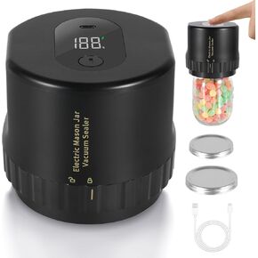 Electric Mason Jar Vacuum Sealer, for Wide-Mouth & Regular-Mouth Mason Jars,Vacuum Sealing Machine for Food Storage（Auto Stop）