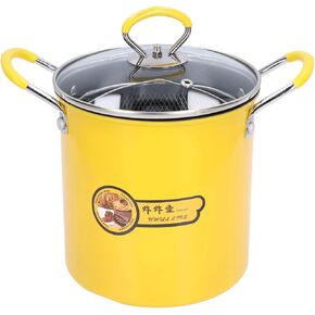 Deep Fryer Pot with basket 3L Mini Deep Fryer Pot, Japanese Frying Pot with Oil Filter Rack Lid for Home Kitchen, Sturdy Stainless Steel Oil Fryer for Tempura Chips Chicken
