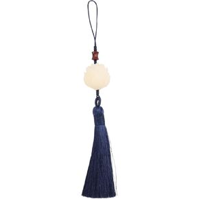 Chinese Style Retro Bodhi Lotus Phone Case Pendant with Red Tassel Beaded Phone Wrist Strap Decorative Charm for Cell Phone Keychain Bag Ornament