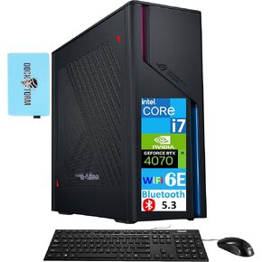 ASUS ROG G22CH Gaming Desktop (Intel i7-13700F, GeForce RTX 4070 12GB, 64GB DDR5, 2TB PCIe SSD, VR Ready, WiFi 6E, Bluetooth 5.3, Win11P) w/Keyboard, Mouse, & DKZ USB Port Expander