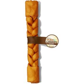 Pork Chomps Roasted Pork Skin Dog Chew, 8-inch Braid, Peanut Butter Flavor, 1 Count