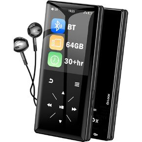 64GB Bluetooth MP3 Player - 2.4" Screen Portable HiFi Mp3 Player with Built-in Speaker, MP3 Music Player with Voice Recorder, FM Radio, Touch Buttons,Support up to 256GB SD Card