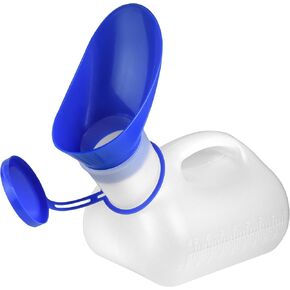 Female Urinal Spill Proof - Portable Pee Funnel for Women 32 Oz | Sturdy Urination Device with Lid for Emergency Urinalysis, Travel, Car & Camping Pack of 2