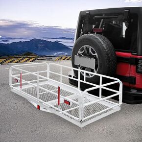 500 Lbs Heavy Duty Hitch Mount Cargo Carrier 60" x 24" x 14.4" Folding Cargo Rack Rear Luggage Basket Fits 2" Receiver for Car SUV Camping Traveling (Silver)