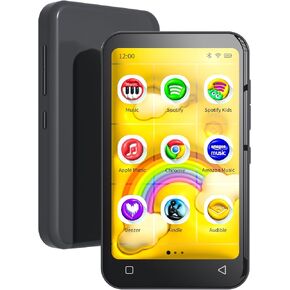TIMMKOO 80GB Kids MP3 Player with Bluetooth and WiFi, Parental Controls, Pre-Installed Spotify, Spotify Kids, Audible, 4" Touch Screen MP4 Music Player Up to 1TB (Black)