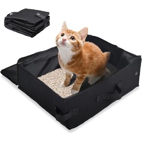 Portable Travel Litter Box for Cats, Foldable Cat Litter Box with Lid Waterproof, Leak-Proof Kitty Litter Box for Travel Hotel Stays and Road Trip Collapsible