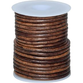 String Cord for Making Necklace, Bracelets and Jewellery, Genuine Cowhide Leather Round Braided String Bolo Tie Cord Rope for Shoe Laces and DIY Crafts (Brown, 1.5mm)