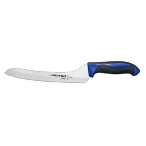 Dexter 9" Scalloped Offset Slicer, Blue Handle