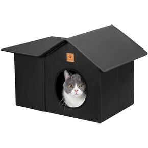 Outdoor Cat House, Weatherproof & Insulated Cat Houses for Outdoor Cats with Waterproof Oxford Fabric and Density Board