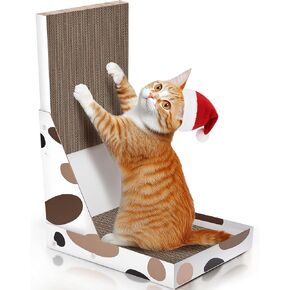 ComSaf Cardboard Vertical Cat Scratcher - Cat Scratching Board Large, L Shaped Cat Scratchers for Indoor Cats with 11.8 Inch Wide Box, Cat Scratch Pad for Cats Adults, Protecting Furniture Wall Couch