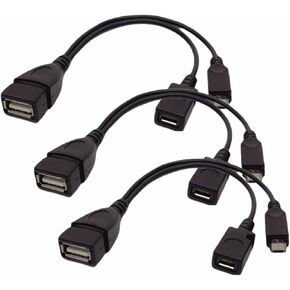 [3 Pack] USB Port Adapter,2 in 1 Micro USB OTG Cable with Micro USB Power for FireStick 4K, Replacement for Amazon Fire-TV, Compatible with LG Samsung Android Phone Tablet etc-Black