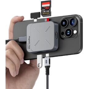 Hagibis Magnetic USB C Hub with Magsafe for iPhone 16 15 Pro Max, 7 in 1 Type-C Docking Station 4K@60Hz HDMI SD3.0 TF3.0 Card Solt 100W PD 10Gbps USB-C AUX for MacBook Pro Air, iPad Pro