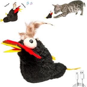 Flapping Bird Cat Toys, Rechargeable, Touch Activated Kitten Toys, Interactive Chirping Cat Toys for All Breeds Cat Kicker Catnip Toys (Sugar Glider)