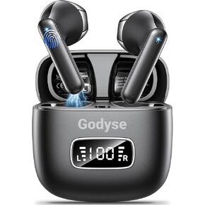 Wireless Earbuds Headphones Bluetooth 5.3 with 4 ENC Noise Cancelling Mic Ear Buds Hi-Fi Stereo LED Screen IPX6 Waterproof Touch Control Mini Ear Buds Wireless Earbuds for iPhone Android Grey
