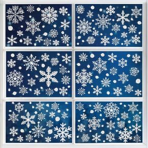 364 PCS Christmas Window Clings for Glass Windows, 10 Sheets Glitter Snowflake Window Stickers Decals Winter Wonderland Indoor Xmas Navidad Decorations for Home Holiday Bedroom Party Decor