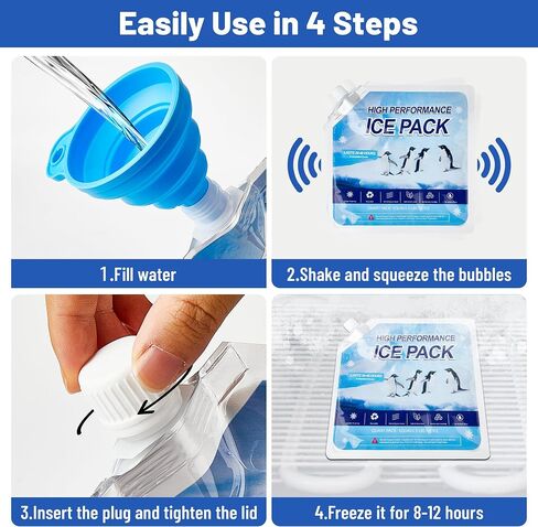 Reusable Ice Packs for Cooler, 4 Pack Freezer Ice Packs for Lunch Boxes, Cooler Ice Packs for Camping Gear, Fishing in Saudi Arabia