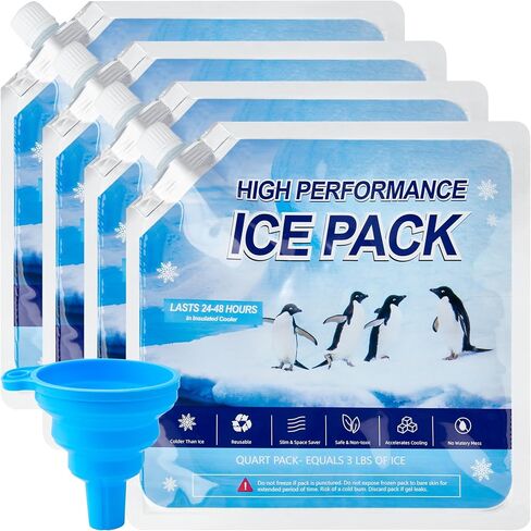 Reusable Ice Packs for Cooler, 4 Pack Freezer Ice Packs for Lunch Boxes, Cooler Ice Packs for Camping Gear, Fishing in Saudi Arabia