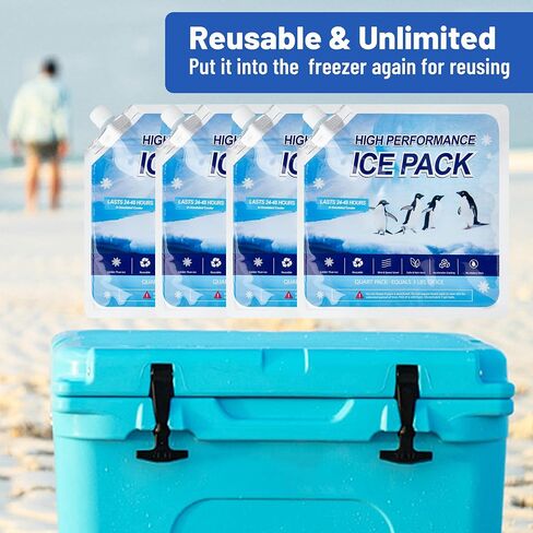 Reusable Ice Packs for Cooler, 4 Pack Freezer Ice Packs for Lunch Boxes, Cooler Ice Packs for Camping Gear, Fishing in Saudi Arabia