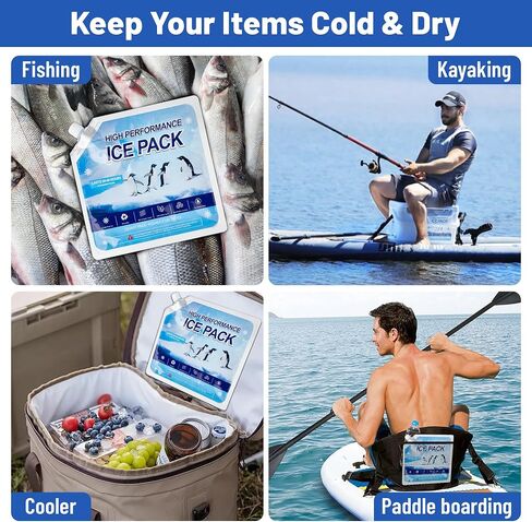 Reusable Ice Packs for Cooler, 4 Pack Freezer Ice Packs for Lunch Boxes, Cooler Ice Packs for Camping Gear, Fishing in Saudi Arabia