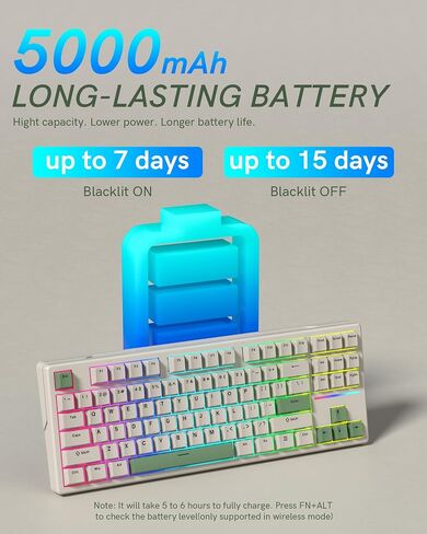 COSTOM WK87 75% TKL Wireless Mechanical Gaming Keyboard, 2.4Ghz/Bluetooth/USB-C Gasket Hot Swappable RGB Backlits Custom Keyboard with 4000mAh Battery, Pre-lubed POM Linear Switches, Black in Saudi Arabia