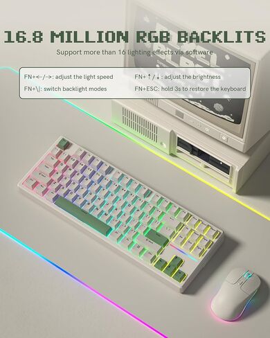 COSTOM WK87 75% TKL Wireless Mechanical Gaming Keyboard, 2.4Ghz/Bluetooth/USB-C Gasket Hot Swappable RGB Backlits Custom Keyboard with 4000mAh Battery, Pre-lubed POM Linear Switches, Black in Saudi Arabia