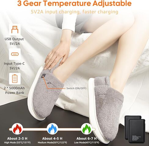شباشب تسخين للنساء والرجال، شباشب تسخين كهربائية قابلة لإعادة الشحن، أحذية تدفئة قدم لاسلكية غير قابلة للانزلاق، أحذية تدفئة شتوية مع 3 مستويات تسخين تحافظ على دفء القدمين في الأماكن المغلقة والخارجية in Kuwait