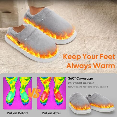 شباشب تسخين للنساء والرجال، شباشب تسخين كهربائية قابلة لإعادة الشحن، أحذية تدفئة قدم لاسلكية غير قابلة للانزلاق، أحذية تدفئة شتوية مع 3 مستويات تسخين تحافظ على دفء القدمين في الأماكن المغلقة والخارجية in Kuwait