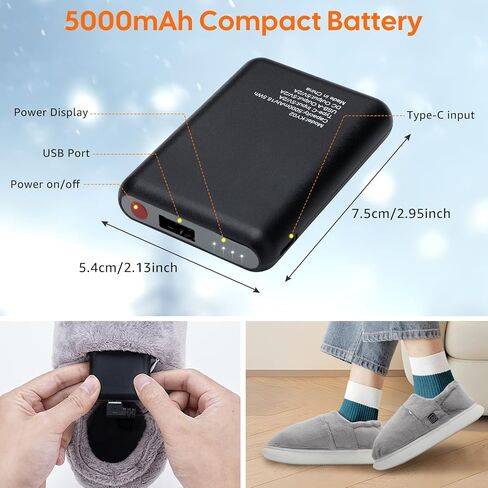 شباشب تسخين للنساء والرجال، شباشب تسخين كهربائية قابلة لإعادة الشحن، أحذية تدفئة قدم لاسلكية غير قابلة للانزلاق، أحذية تدفئة شتوية مع 3 مستويات تسخين تحافظ على دفء القدمين في الأماكن المغلقة والخارجية in Kuwait