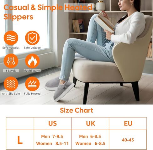 شباشب تسخين للنساء والرجال، شباشب تسخين كهربائية قابلة لإعادة الشحن، أحذية تدفئة قدم لاسلكية غير قابلة للانزلاق، أحذية تدفئة شتوية مع 3 مستويات تسخين تحافظ على دفء القدمين في الأماكن المغلقة والخارجية in Kuwait