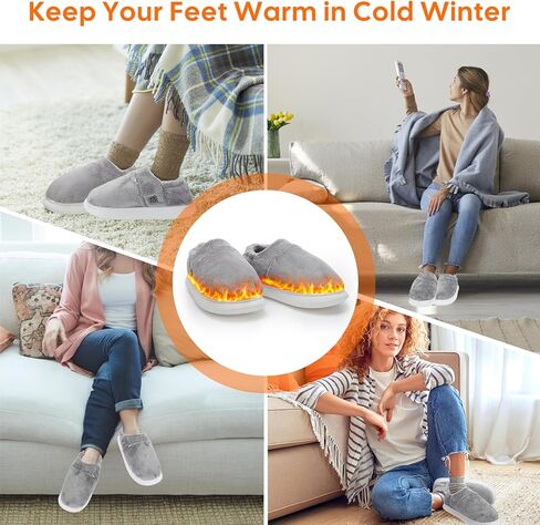 شباشب تسخين للنساء والرجال، شباشب تسخين كهربائية قابلة لإعادة الشحن، أحذية تدفئة قدم لاسلكية غير قابلة للانزلاق، أحذية تدفئة شتوية مع 3 مستويات تسخين تحافظ على دفء القدمين في الأماكن المغلقة والخارجية in Kuwait